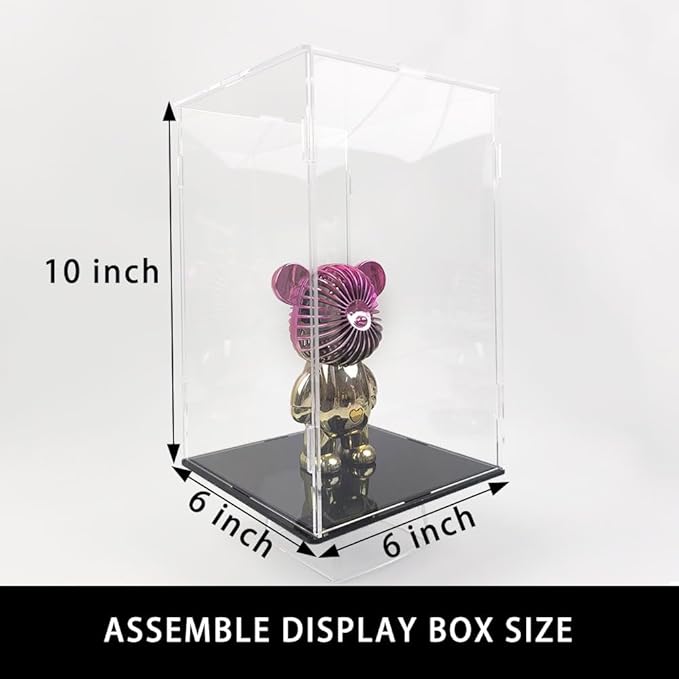 Acrylic Display Case, Clear Display Cases for Collectibles Assemble Display Box Alternative Glass Case for Display Action Figures Home Storage Organizing Miniature Figurines (6x6x10 inch)