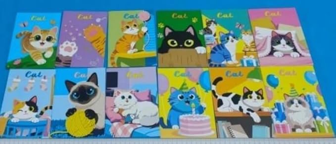 BenLouis 24 Pcs Cat Mini Coloring Books Kids Cute Kitten Small Activity Books Bulk for Girl Boys Kids Pet Birthday Themed Goodie Bags Stuffers Return Gifts Classroom Travel