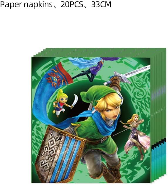 41Pack Zelda Birthday Decorations, 20 Plates, 20 Napkins and 1 Tablecover for Zelda Birthday Party Supplies