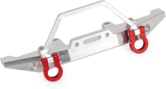 RC Car Accessories for WPL C14 C24 C24-1 C54 CB05S 1/16 RC Parts Aluminum CNC Front Bumper with Winch Fixed Upgrade Modification Accessories(White)