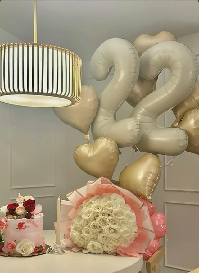 40 Inch Balloon 50 Numbers, Foil 40 Inch Cream 50th Birthday Party Decoration for Men & Women, Big Number Balloons Party Supplies for Engagement Wedding Anniversary