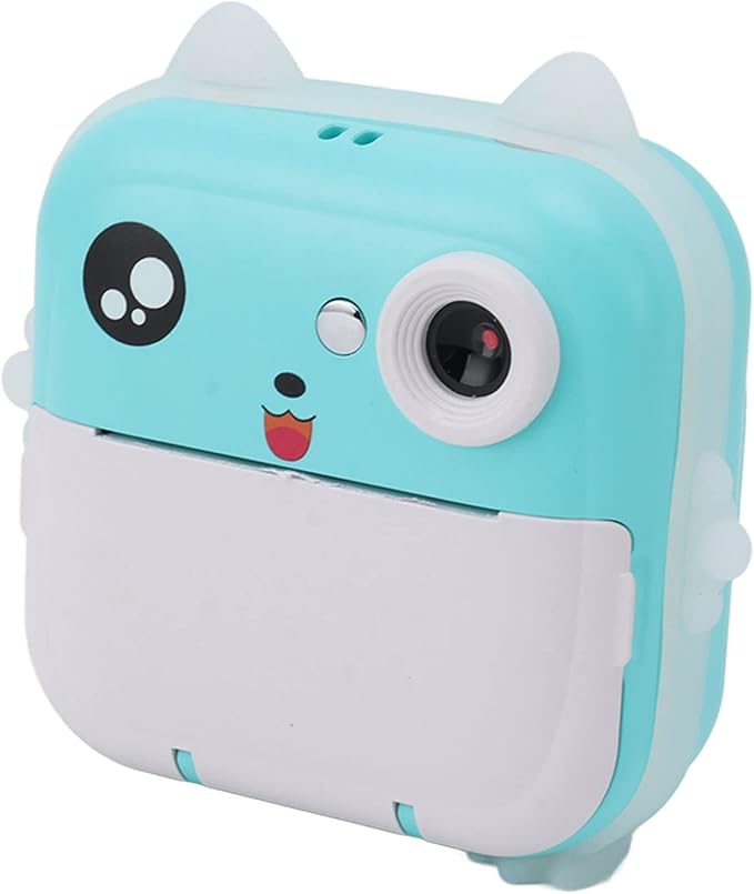 Digital Print Camera for Kids, 1080P Instant Camera for Children, Kids Camcorder Toddler Camera with Print Paper, Support Automatic Focus (Blue Green)