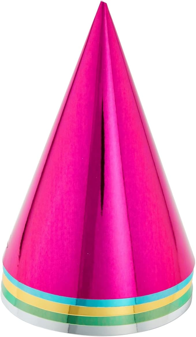 BLUE PANDA Party Hats - 50 Pack, Metallic Blue/Green/Gold/Silver/Hot Pink, Cone - Bulk Set for Kids & Adults
