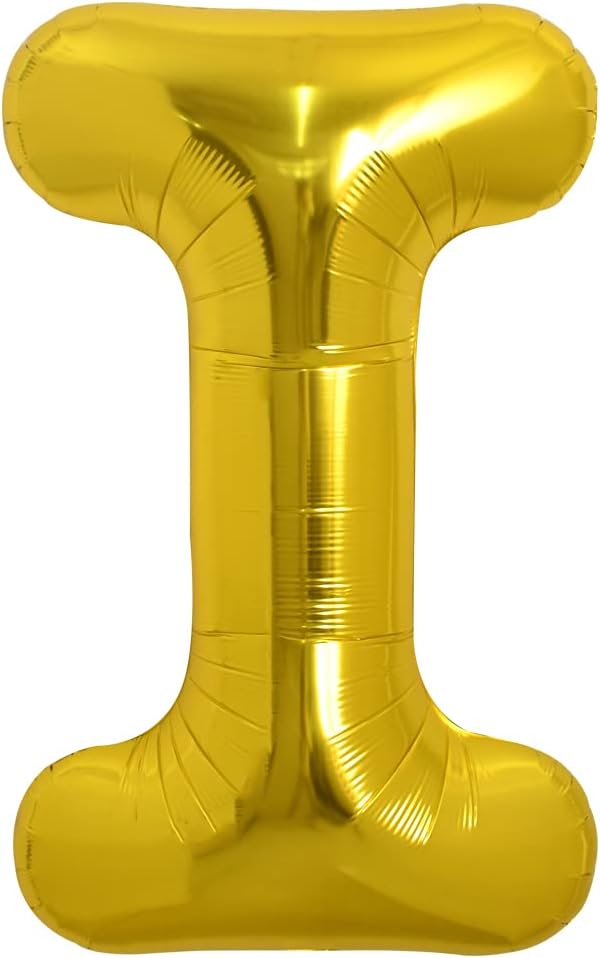 TONIFUL 40 Inch Large Gold Letter I Balloons - Helium Filled, Foil Mylar Big Balloons for Birthday Party & Anniversary Decorations