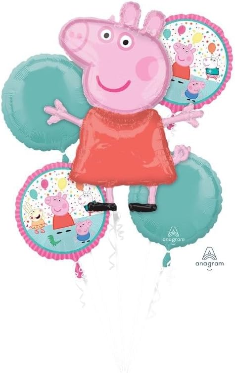 Anagram 4154101 Peppa Pig Bouquet Party Balloon Bouquet, 0, Multicolor, Pack of 1