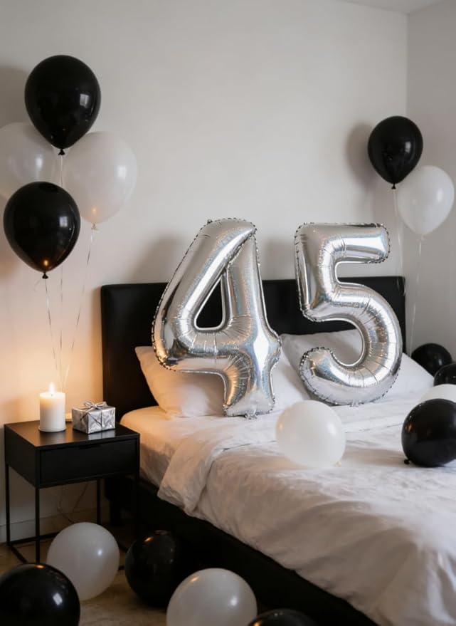 Laser Silver Number Balloon 40 Inch, 0 Number Balloons, 10 20 30 40 50 Numbers Balloon Birthday Decorations, Party Supplies for Women
