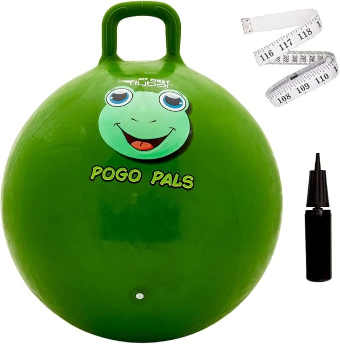 Flybar Hopper Ball for Kids, Inflatable Bouncy Ride-On Ball w/ Handle for Indoor & Outdoor Active Play, Includes Pump, Jump Ball Toy for Boys & Girls, Supports Up to 185 lbs, Ages 6+, 22-Inch, Medium