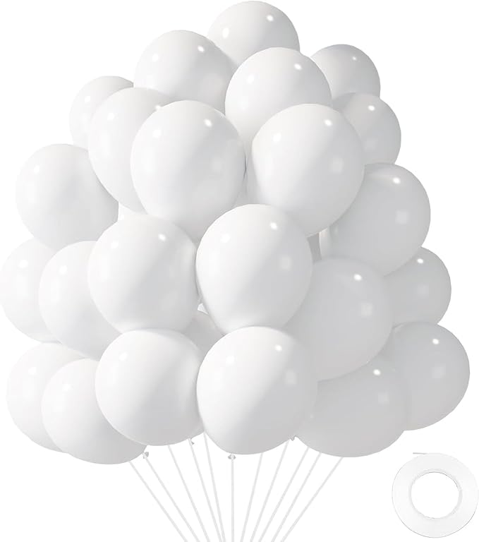 LovesTown 110PCS White Balloons, Globos Latex Balloon for Birthday Baby Shower Graduation Engagement Anniversary Wedding Party Supplies Garland Arch Decoration,12 Inches