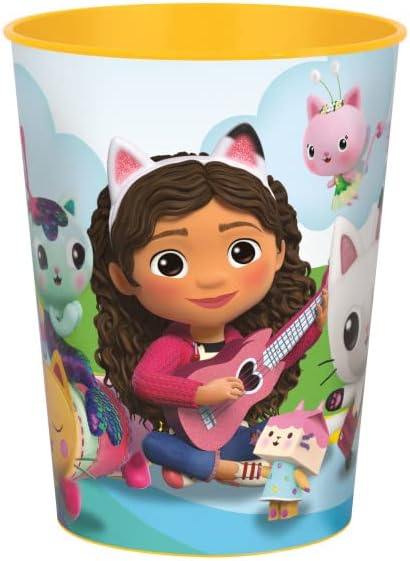Unique Gabbys Dollhouse Birthday Party Supplies Bundle Pack includes Reusable Plastic Cups - 12 Count