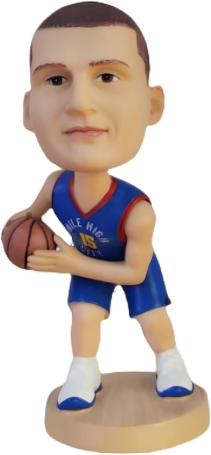 Nikola Jokic Bobblehead Basketball Action Figure - 5.3" Hand-Painted Resin Collectible Doll - Perfect Sports Fan Gift for Sons & Fathers - Unique Figurine for Basketball Lovers