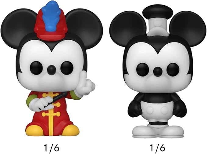 Funko Bitty POP! Disney - Minnie, 4-Pack - Minnie Mouse (red Dress), Daisy Duck, Donald Duck and A Surprise Mystery Mini Figure - 0.9 Inch (2.2 Cm) Collectable - Stackable Display Shelf Included
