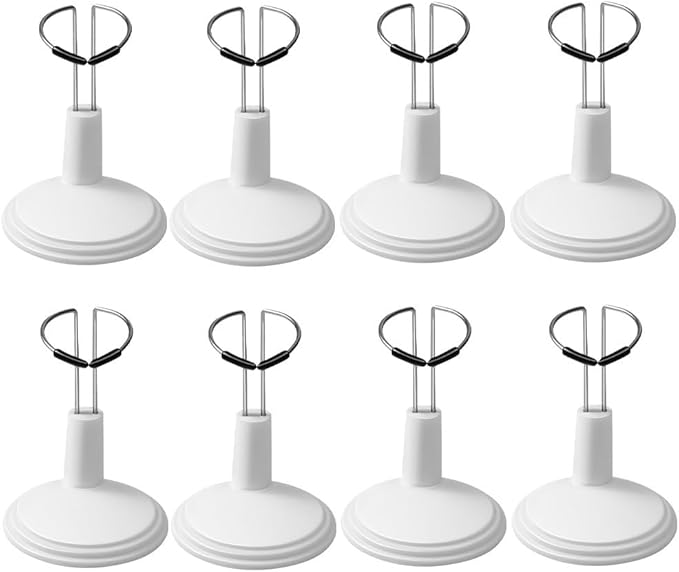 TOYANDONA 8pcs Adjustable Doll Stands for 4 - 6.8 Inches: White Plastic Doll Holders Action Figure Stands for Mini Bears Collectible Photography Display