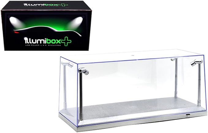Silver Collectible Display Show Case Illumicase+ with LED Lights for 1/64 1/43 1/32 1/24 1/18 Scale Models