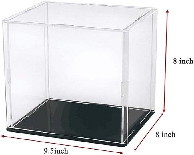 Self-Assembly Acrylic Display Case,display cases for collectibles,Deluxe Dustproof Showcase,Cube Countertop Box for Pop Figures Collectibles Toys,Need Remove Protective Film (9.5x8x8 inch; 24x20x20cm)