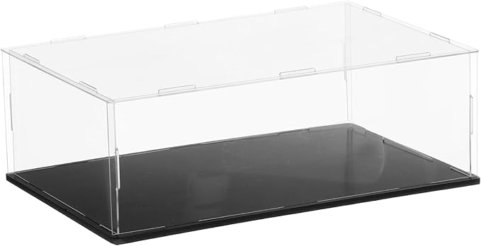 uxcell Acrylic Clear Display Case for Collectibles Self-Assemble Display Clear Boxes with Black Base Dustproof Countertop Storage Box for Collectibles Action Figure, 11.8 x 7.9 x 3.9 Inch