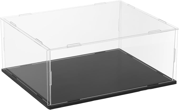 uxcell Acrylic Clear Display Case for Collectibles Self-Assemble Display Boxes with Black Base Dustproof Countertop Storage Box for Collectibles Action Figures, 9.8 x 7.9 x 3.9 Inch