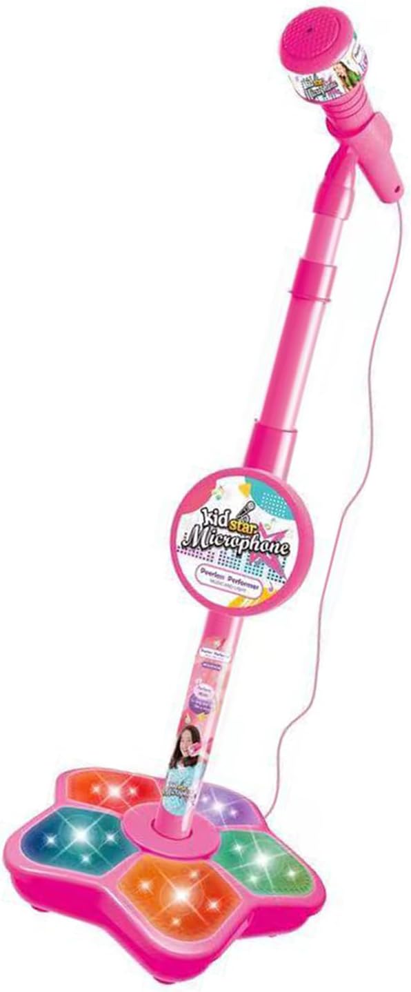 Toy Microphone with Stand, Colorful Adjustable Singing Machine, Connectable Portable Karaoke, Role Play & Educational Music Fun