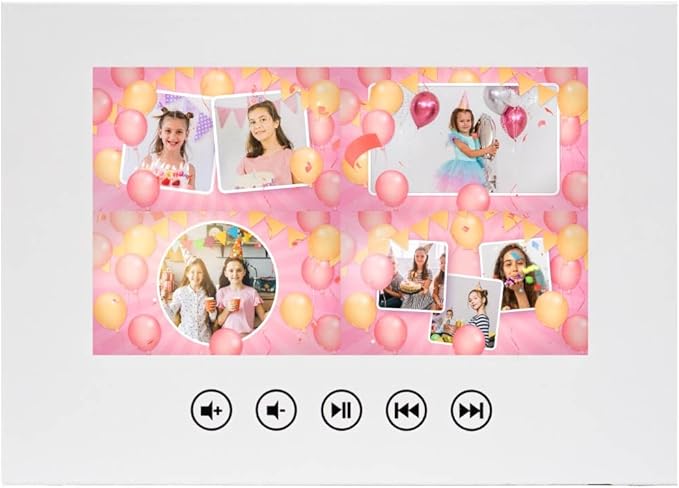 Animated Birthday Video Card to Girls – Upload Photos to Create a Custom Slideshow – Unique Tech for Daughter – 7” LCD Display, 512MB Memory, Play on Open