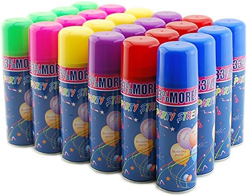 72 Pack of Party Streamer Spray String in a Can Children's Kid's Party Supplies, Perfect for Parties/Events