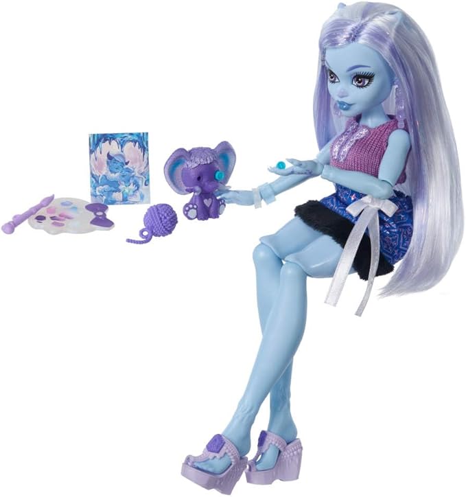 Monster High Self-Scare Secrets Abbey Bominable Doll and Accessories Set with 13 Realistic Surprises Like Henna, Painting and Crochet Crafts
