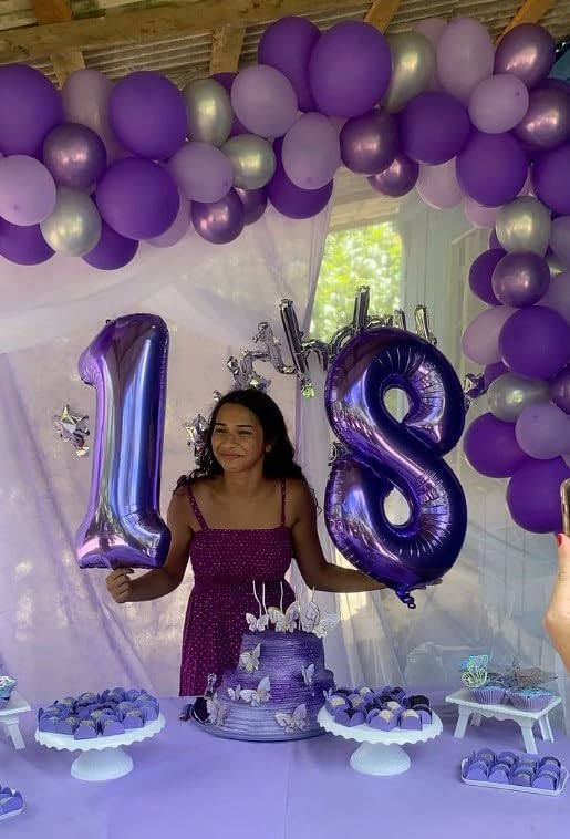 Jumbo Purple Number 6 Balloon 40 Inch, Boy Girl 6th Birthday Supplies, Foil Helium 6 16 26 46 60 66 76 86 96 Birthday Giant Balloon, Mylar Purple Number Balloons Anniversary Decorations
