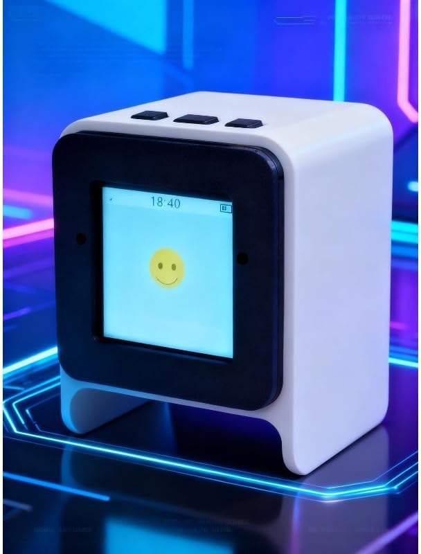 Mini AI Voice chatbot | Companion Robot,Large AI Model,1 inch Smart Color Screen,with Wi-Fi,Voice Control,Emotional Interaction,Voice cloning,Television Design,multilingual (White)
