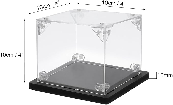 MECCANIXITY Acrylic Display Case, 4''x4''x4'' Clear Display Box Assemble Dustproof Display Box Storage Organizer for Collectibles Action Figures
