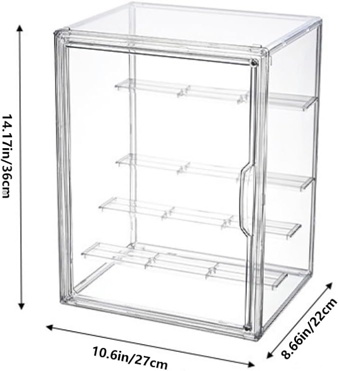 5-Tier Jumbo Acrylic Display Case for Figures - Extra Deep Shelves Holds 40+ Collectibles, Desktop Showcase with Magnetic Door for POP! Vinyls, Bobbleheads (L 5-Tier（10.6"*8.66"*14.17")