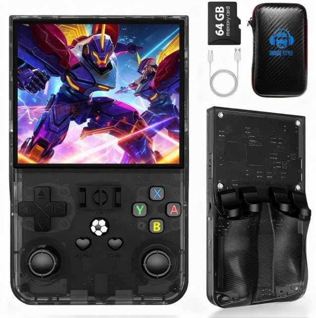 R36MAX Retro Game Console (R36S New Upgrade) - 4K HD 4.0" IPS Screen, 128GB Preloaded 22,000+ Retro Games, Open-Source Linux System, 4000mAh Rechargeable, Portable Video Games (Black 128G)