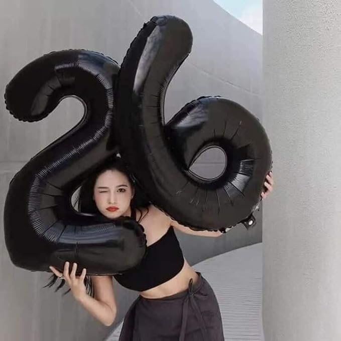 40 Inch Black Number Balloon 0-9(Zero-Nine), Big Size Happy Birthday Balloon, Foil Helium Big Number Balloon for Birthday Celebration Decorations Graduations Anniversary Photo Shoot