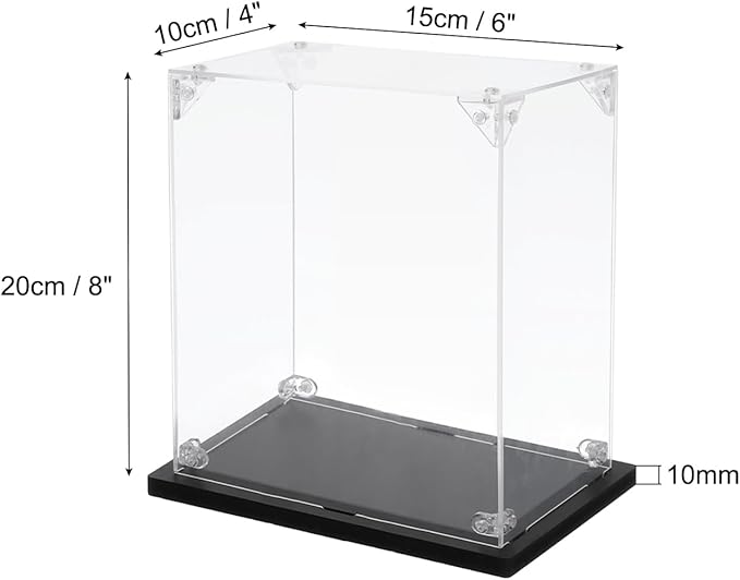 MECCANIXITY Acrylic Display Case, 4''x6''x8'' Clear Display Box Assemble Dustproof Display Box Storage Organizer for Collectibles Action Figures