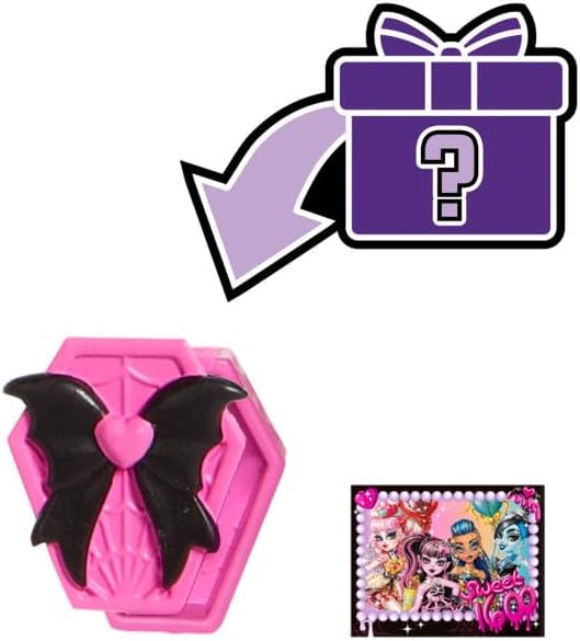 Monster High Scary Sweet Birthday Doll, Draculaura in Pink Party Dress with Themed Accessories Like Invite, Balloon, Gift, Fan and More