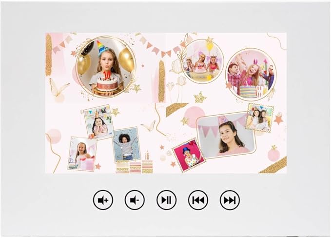Birthday Video Card for Girls – Create a Slideshow from Photos – Fun Personalized Gift – 7” IPS Display, Rechargeable Battery, 512MB Memory, Emotional Keepsake