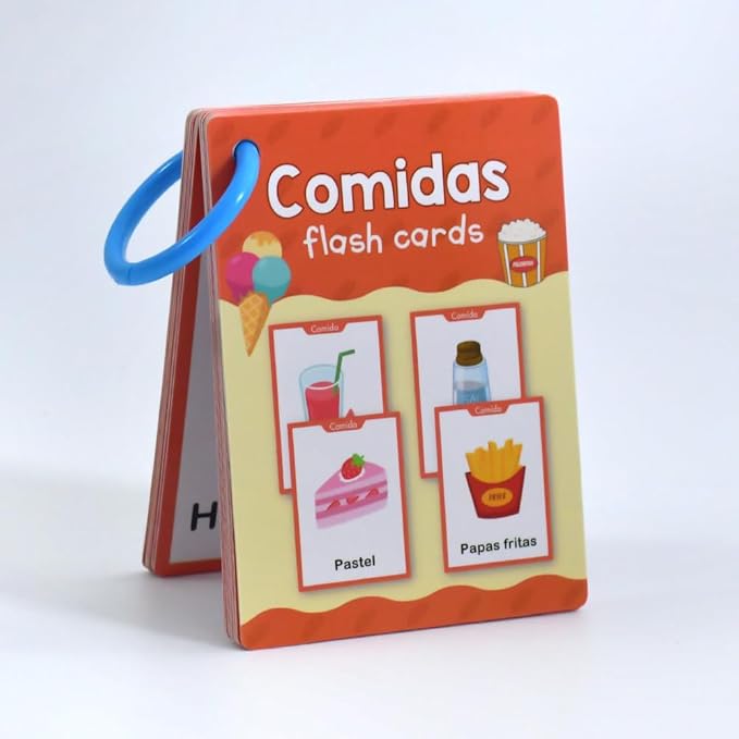 Comidas Spanish Foods Vocabulary Flash Cards, Language Learning Classroom Supplies, Words Cognitive Cards for Preschool Kindergarten, Homeschool Teaching Aids