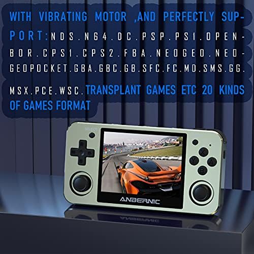 RG351MP Handheld Game Console 3.5 Inch OCA Fully Fitted Screen Open Source Linux System wit 2400 Classic Games, Support WiFi Battle and 64 TF Card Expansion Built-in 3500mAh Battery with (Green)