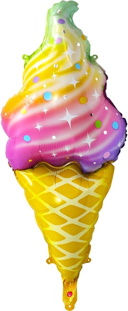 Rainbow Ice Cream Cone Balloon Candies Sweetmeat Food Party Supplies For Birthday Wedding Baby Shower, 6 Pack Big Ice Cream Balloons Dessert Sweet Food Candy Balloons IceCream Swirl Display Decoration