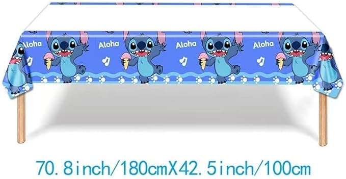 103PCS Stitch Party Supplies, Birthday Decorations Set Include Banner, Balloons, Stickers, Hanging Swirls, Cake Cupcake Toppers, Tablecloth for Boys Girls Stitch Theme Party