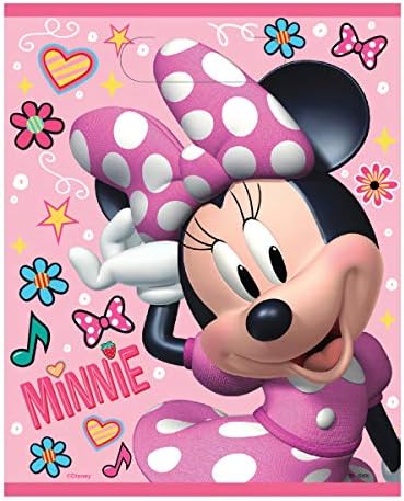 Disney Minnie Mouse Birthday Party Supplies Bundle Pack includes Plastic Party Favor Loot Bags - 16 Count