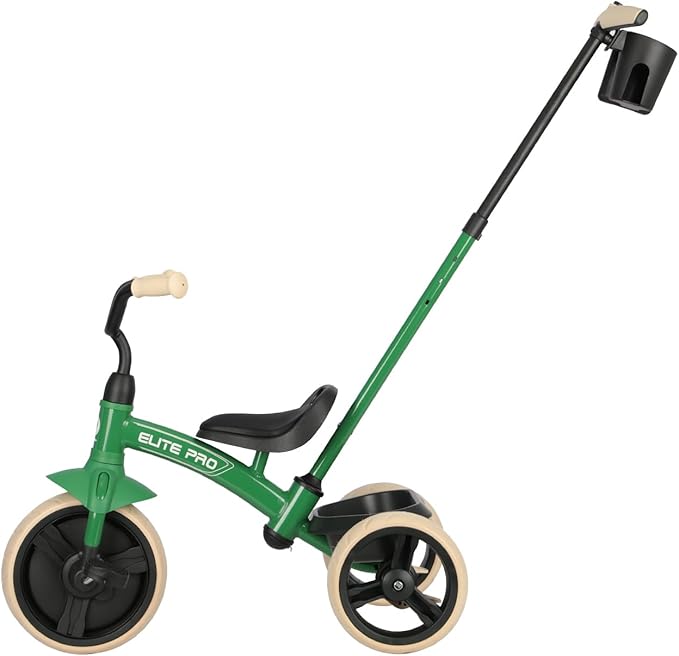 Toddler Tricycles for 2 to 6 Year olds-2 in 1 Kid's Trikes Bike with Push Handles Adjustable & Removable, Push Bike with Toy Storage Basket for Boys & Girls Tricycle Gift (Green)