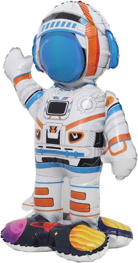 Inflatable Spaceman Astronaut Balloons Base Standing Foil Balloon Boys Space Theme Birthday Party Kids Inflatable Rocket Toys Decor (Base Astronaut)