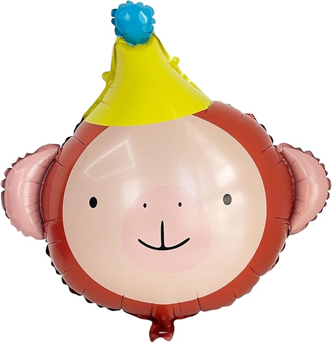 Animal Head Foil Balloon Kit, Lion Bear Monkey Cat foil balloon, Birthday Party Decorations, Baby Shower Supplies (Monkey(2 pieces))