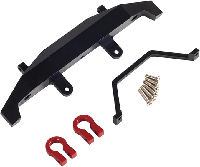 RC Car Accessories for WPL C14 C24 C24-1 C54 CB05S 1/16 RC Parts Aluminum CNC Front Bumper with Winch Fixed Upgrade Modification Accessories(White)