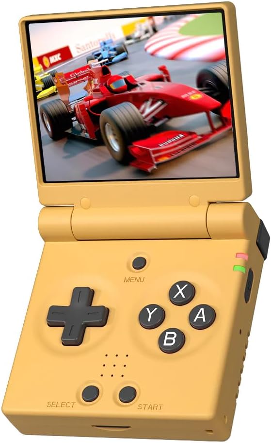 Miyoo Mini Flip Retro Handheld Game Console, 2.8 Inch 750*560 IPS Screen, Portable Linux Emulator Handheld, Gift for Men & Women, Yellow