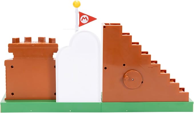 Super Mario Nintendo 2.5" Action Figures Course Complete Playset with Mario Figure, Interactive Stairs, Flagpole, Castle, and Base Platform