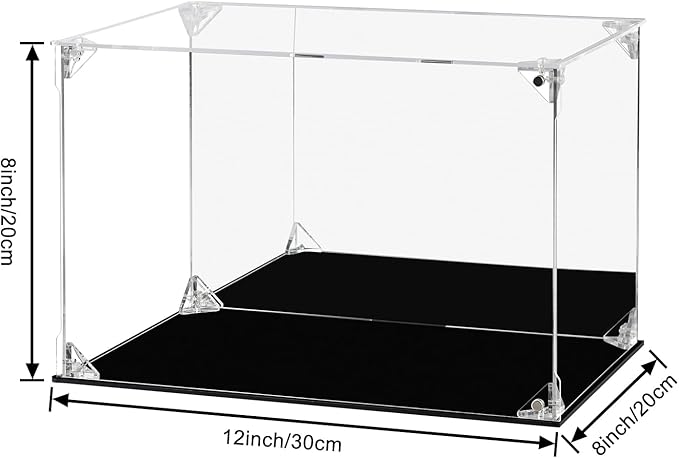 Acrylic Display Case for Collectibles Assemble Clear Football Display Case Box, Alternative Glass Case for Action Figures Lego Model Doll Toys Display (12x8x8 inch; 30x20x20 cm)