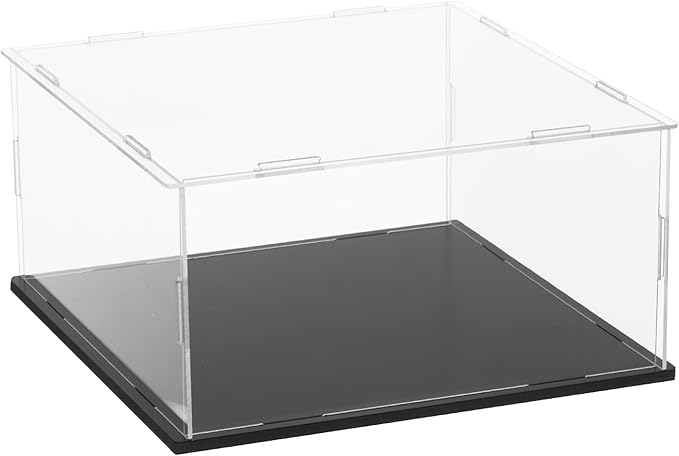 uxcell Acrylic Clear Display Case for Collectibles Self-Assemble Display Boxes with Black Base Dustproof Countertop Storage Box for Collectibles Action Figures, 7.9 x 7.9 x 3.9 Inch