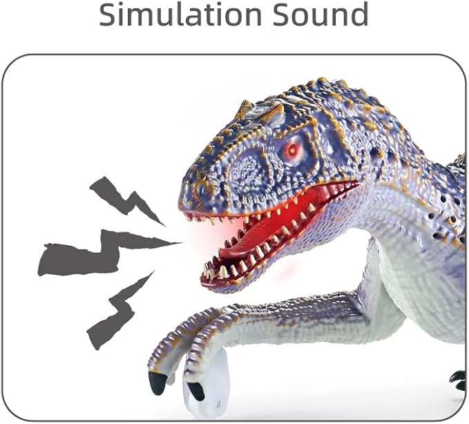 Remote Control Dinosaur for Kids, LED Walking Electric RC Toy, 2.4GHz, Multi-Color, ABS Plastic, Rechargeable (Blue)