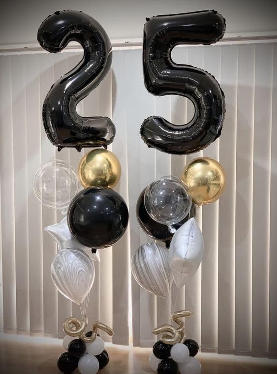Black Number 60 Balloon 40 inch, 60 Number Balloons, 60th Black Birthday Decorations, 60 Year Old Women Men Party Supplies