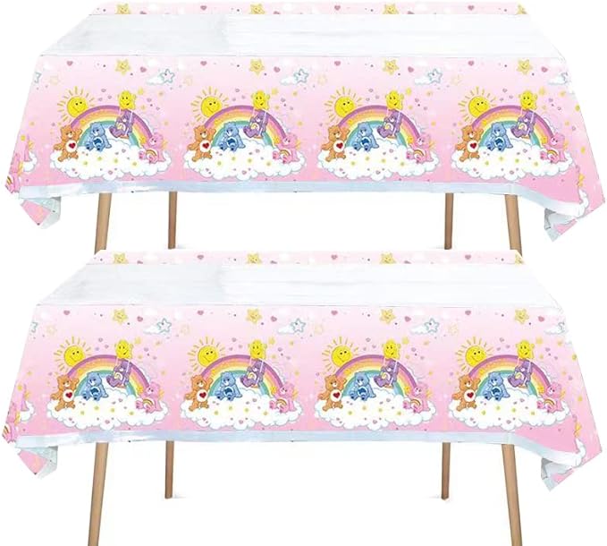 2pcs Bear Party Supplies Tablecloth Pack Plastic Table Covers for Kids Bear Theme Birthday Party Decorations 70x42.9 inch