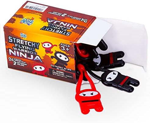 PICK A TOY Ninja Toys for Boys & Girls Party Favors Supplies Stretchy Flying Ninjas 24-Pieces, Slingshot Toys Mini Toy Karate Birthday Goodie Bags Stuffer and Ninja Party Favors Easter Egg Fillers